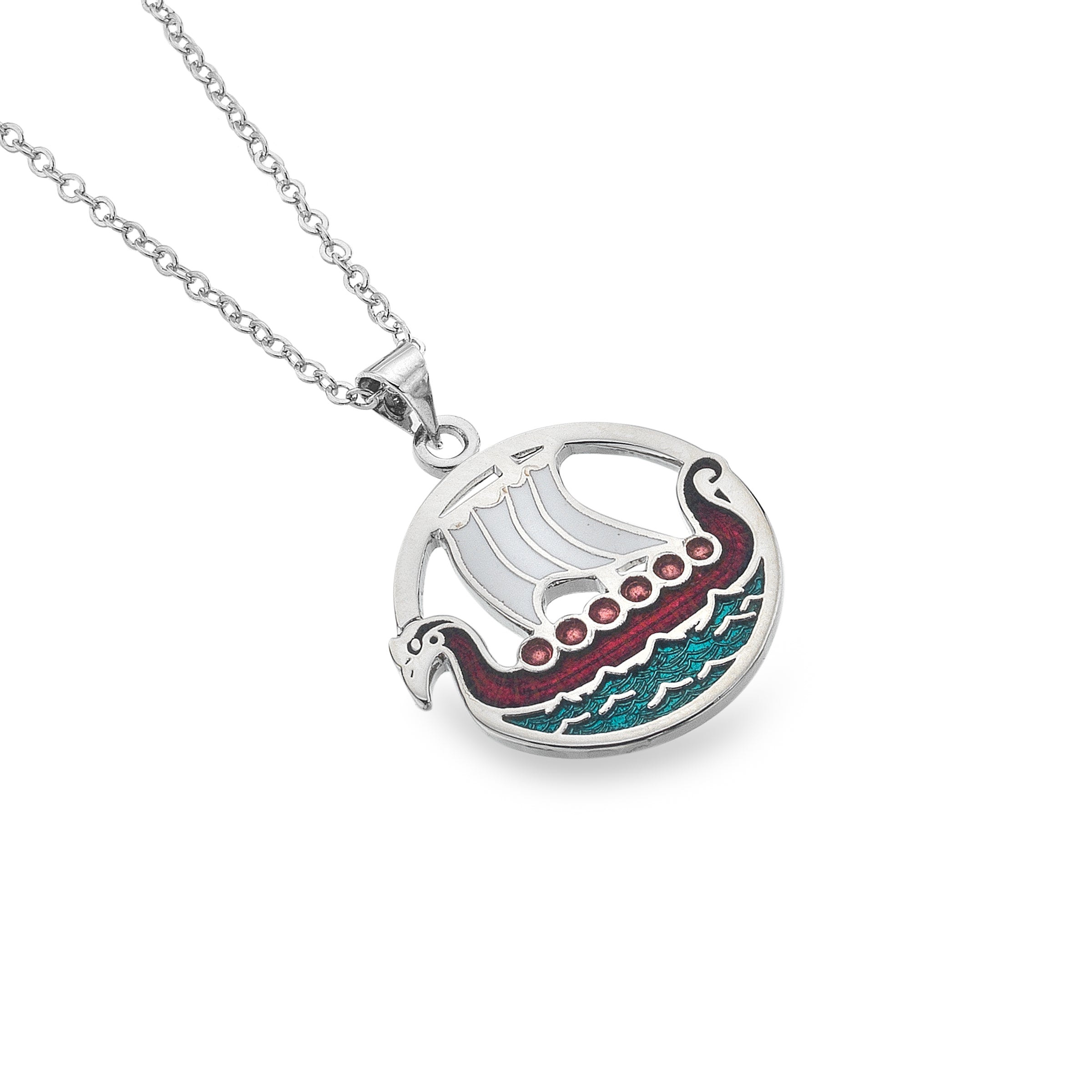 Viking Ship Red Necklace
